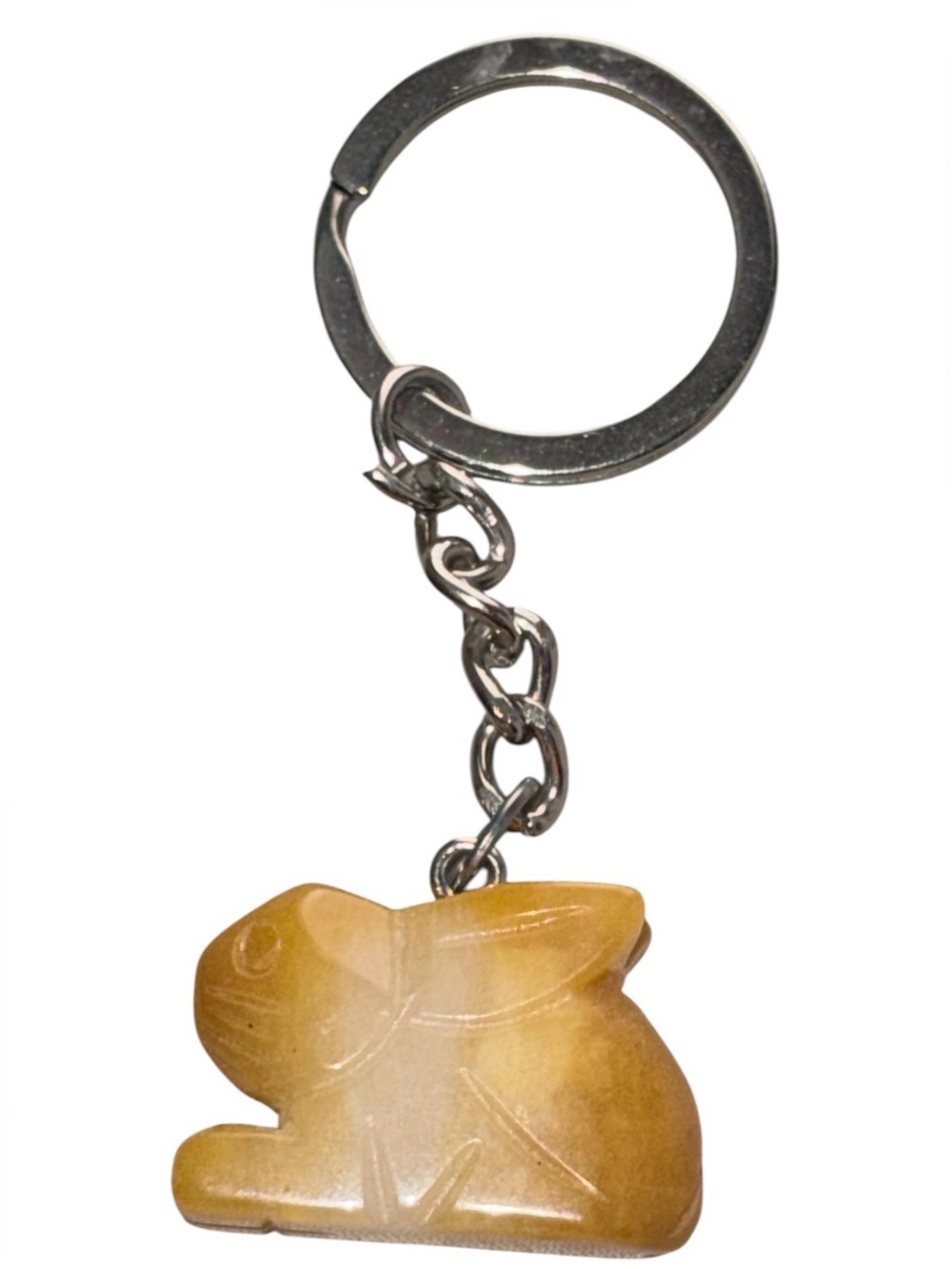 Hand Carved Yellow Jade Rabbit Bunny Keyring